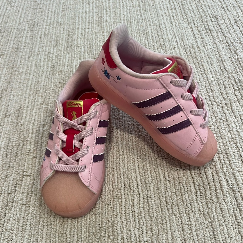 Adidas x Disney: Toddler Superstar Mulan pink sneakers- 8K